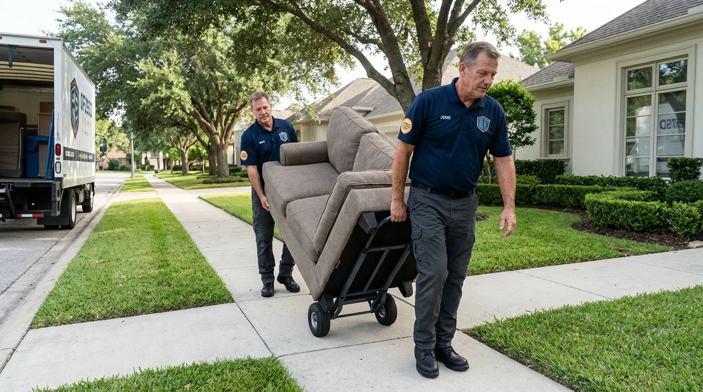 Local residential moving crew loading furniture in Bridgeport, AL