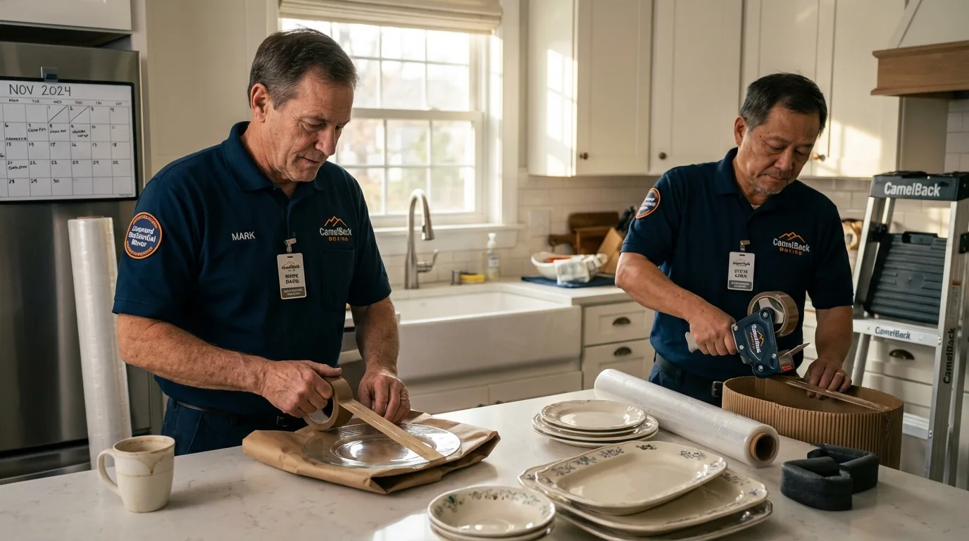 Professional crew packing kitchen dishware in Bridgeport, AL